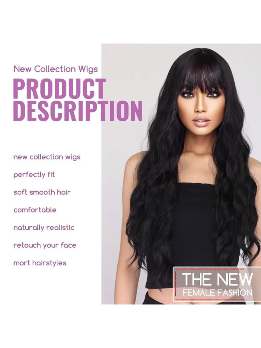 Women's White 26 Inch Natural Looking Synthetic Fiber Long Wavy Wigs Bangs